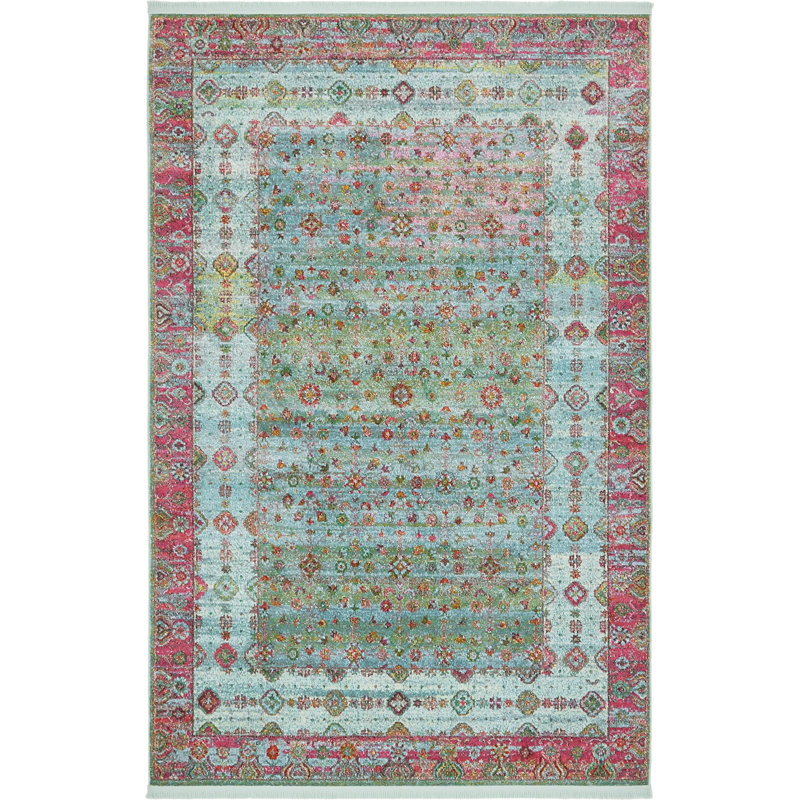 Bungalow Rose Lonerock Oriental Pink/Teal Area Rug & Reviews Wayfair